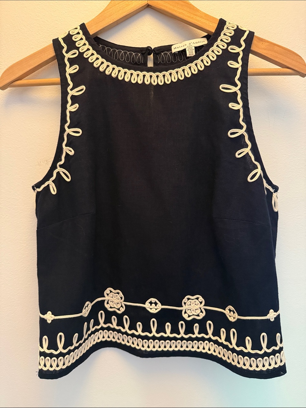 NWOT Maison d’Amélie navy and white top